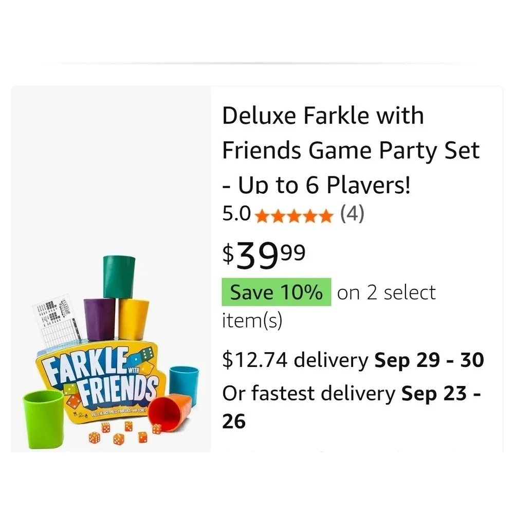 Farkle with Friends Game Party Set Dice Game for 6‎ Players Deluxe